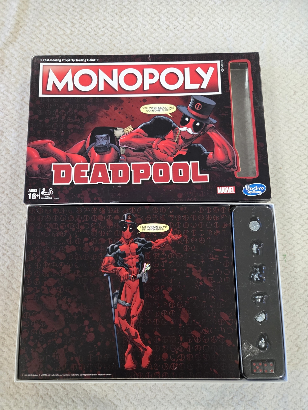 Hasbro Monopoly Deadpool Board Game - Red & Black Complete